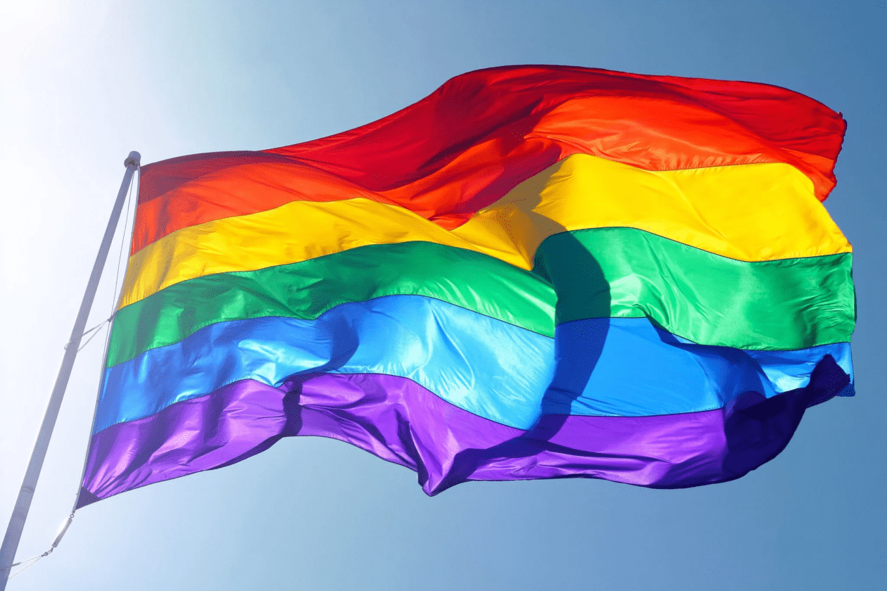 waving rainbow flag